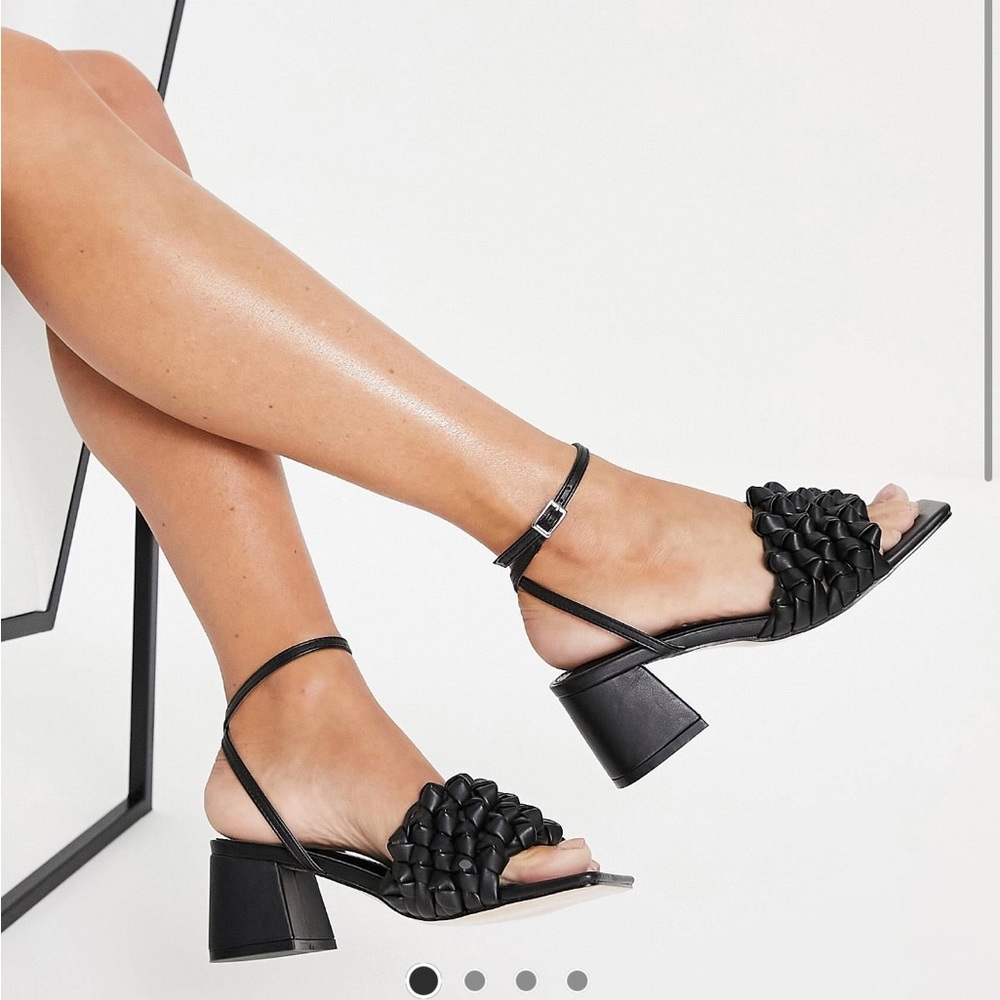 Public Desire Black Square Toe Heels